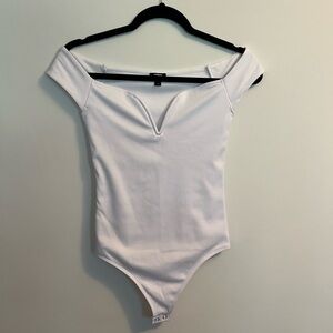 Express Ribbed White Bodysuit